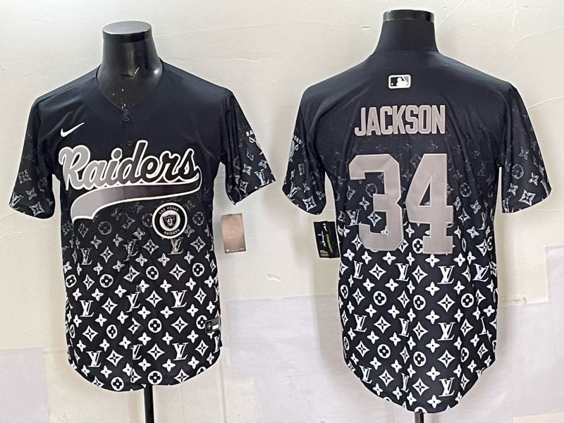 Men 2025 Oakland Raiders 34 Jackson black Nike Limited NFL Jersey style 039